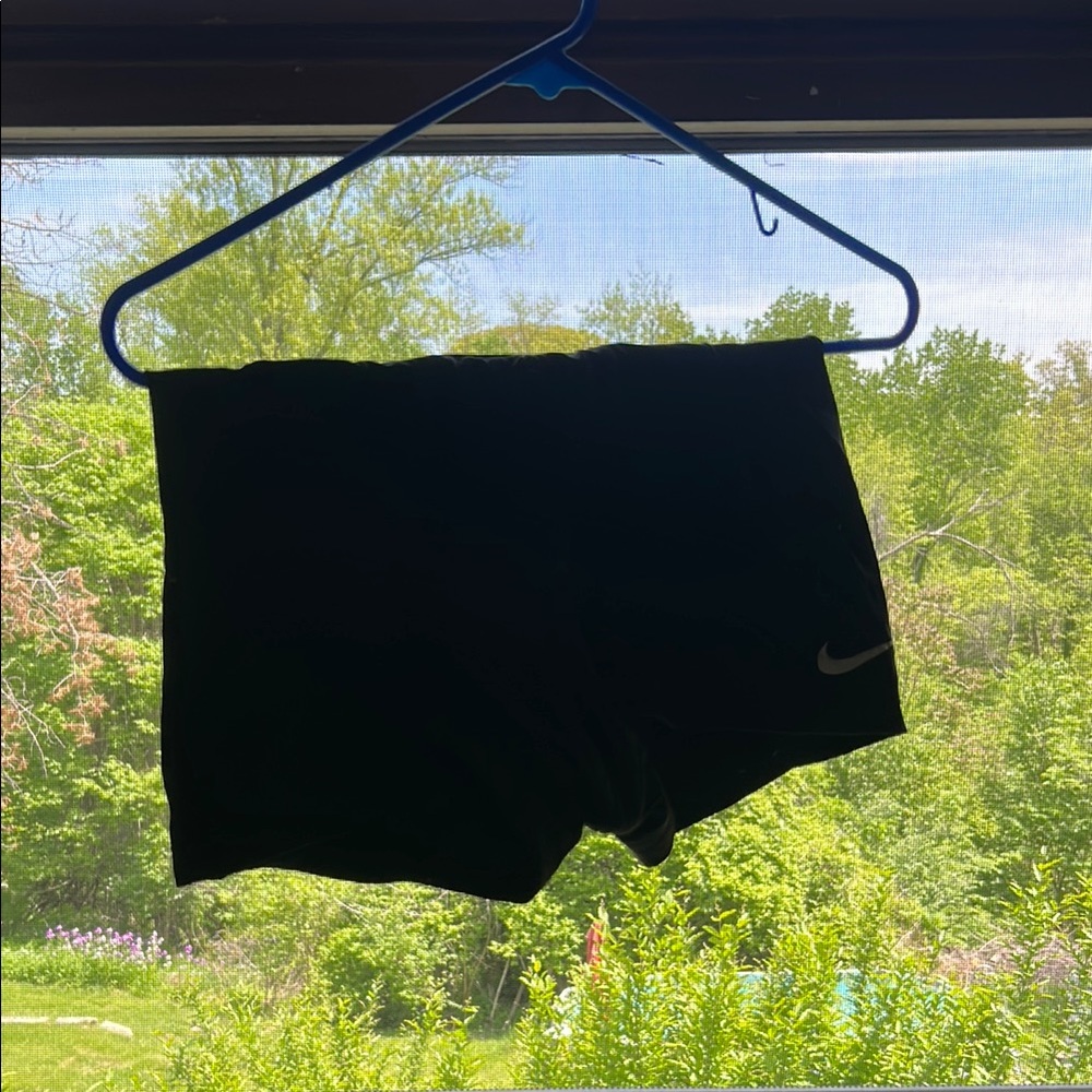 Black Athletic Shorts with Swoosh Logo